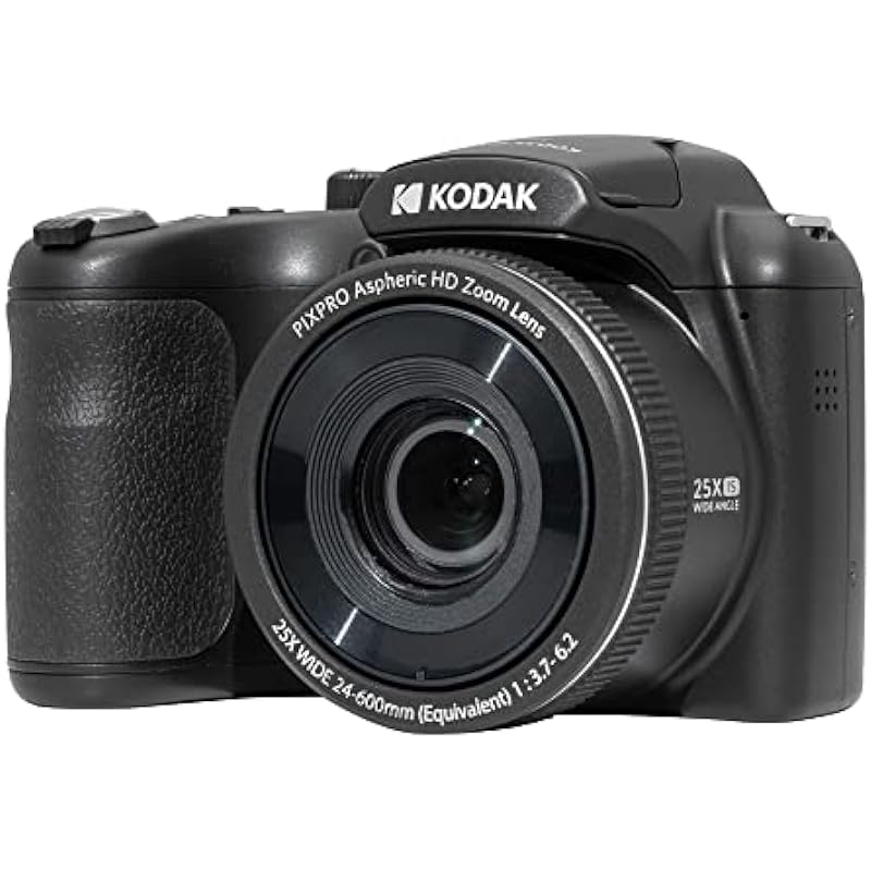 KODAK PIXPRO Astro Zoom AZ255-BK 16MP Digital Camera with 25X Optical Zoom 24mm Wide Angle 1080P Full HD Video and 3″ LCD (Black)