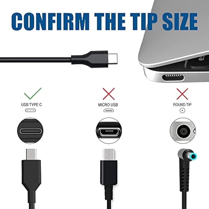 65W 45W for Lenovo USB C Charger AC Power Cord Laptop Adapter for Lenovo 500e C330 S330 N23 ThinkPad P51S T480 T480s T580 T580s E480 E580 Yoga A485 T490S T590 C930 C940 AC Adapter Power Supply Cord