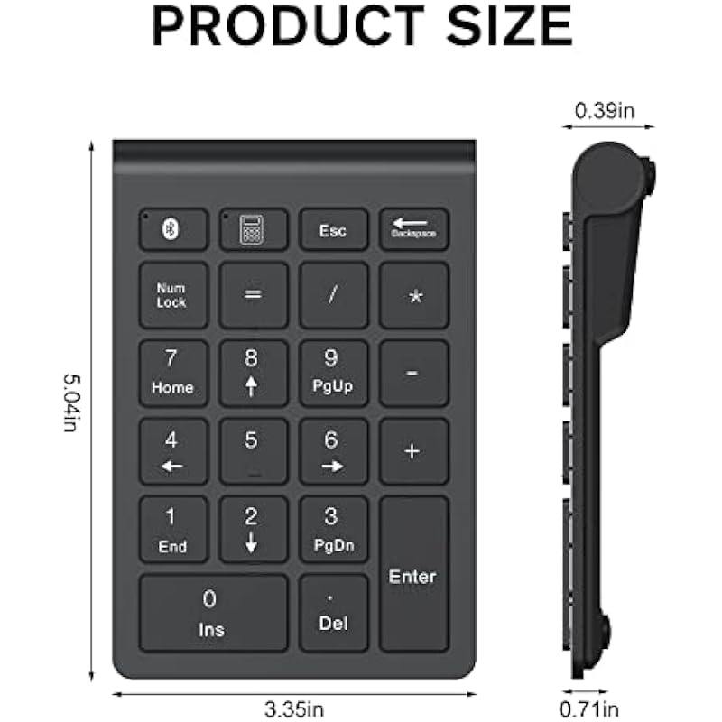 Bluetooth Numeric Keypad, cimetech 22-Keys Wireless Number Pad for Data Entry, Portable Multi-Function Financial Accounting Number Keypad, Keyboard Extensions Compatible with Laptop/Desktop/Notebook