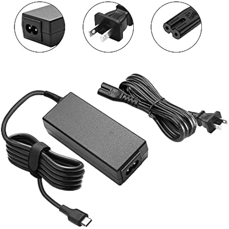 65W 45W USB-C PD Chromebook Charger Power Adapter Fit for HP Spectre X360 & X2, Lenovo ThinkPad & Yoga, Dell Latitude, Samsung Plus Pro, Asus Chromebook Flip, Type C Series Laptop Power Supply Cord