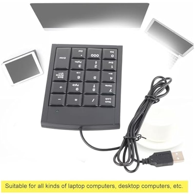 Mini USB Numeric Keypad Waterproof Numeric Keypad Portable Number Keyboard Slim Mini Number Pad for Laptop External Number Keyboard Shortcut Keypad Data Entry, for Windows PC Computer MacBook- Black
