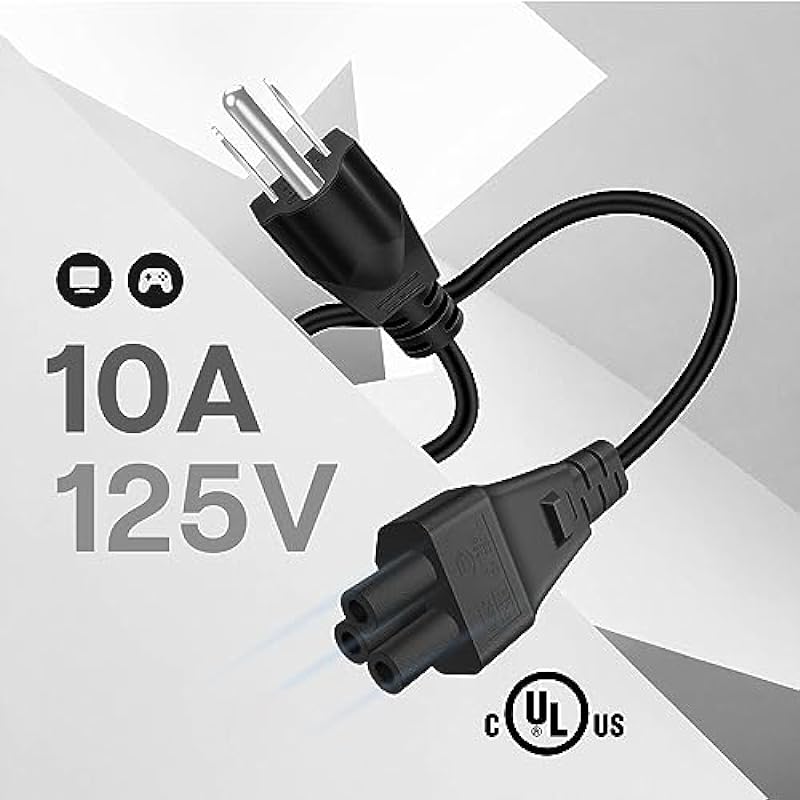 TNP Universal Power Cord (3 Feet) – IEC320 C5 to NEMA 5-15P 3-Prong Mickey Mouse Power Extension Cable Wire Connector Socket Plug Jack for Laptop Notebook AC Power Supply Adapter Charger Wall Outlet