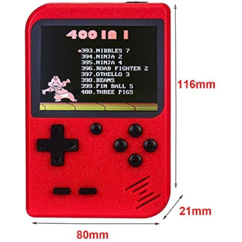 RFiotasy Handheld Game Console with 400 Classical FC Games Console 2.8-Inch Color Screen Support for TV Out , Gift Christmas Birthday Presents for Kids, Adults (Red)