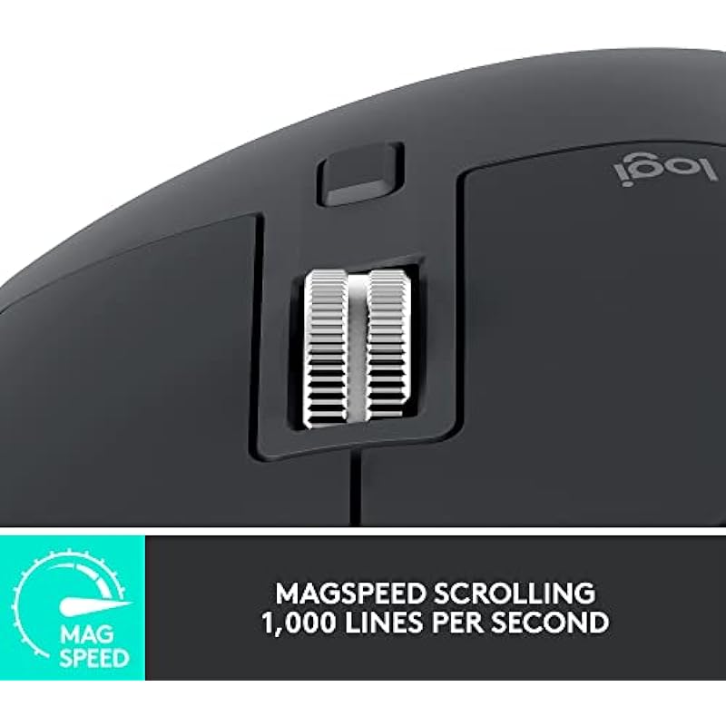 Logitech MX Master 3S – Wireless Performance Mouse with Ultra-fast Scrolling, Ergo, 8K DPI, Track on Glass, Quiet Clicks, USB-C, Bluetooth, Windows, Linux, Chrome – Graphite
