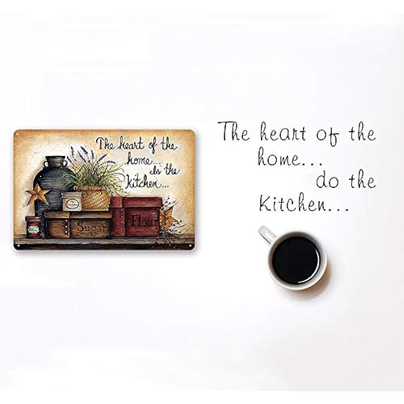 Goutoports Welcome Sign Vintage Home House Living Room Bathroom Kitchen Door – Metal Tin Sign Wall Decor For Your Room Decoration Unique Wall Decor Accessories Organizer Laundry Symbols Wall Art – 7.9×11.8 Inch – The Heart Of The Home Is The Kitchen