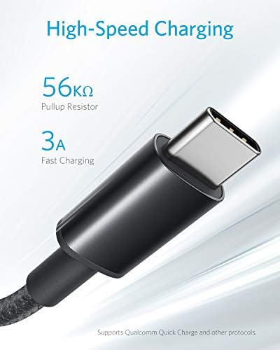 Anker USB C Cable, [2-Pack, 6 ft] Type C Charger Premium Nylon USB Cable, USB A to Type C Charging Cable Fast Charge for Samsung Galaxy S10 S10+ / Note 8, LG V20 and Other USB C Charger (Black)
