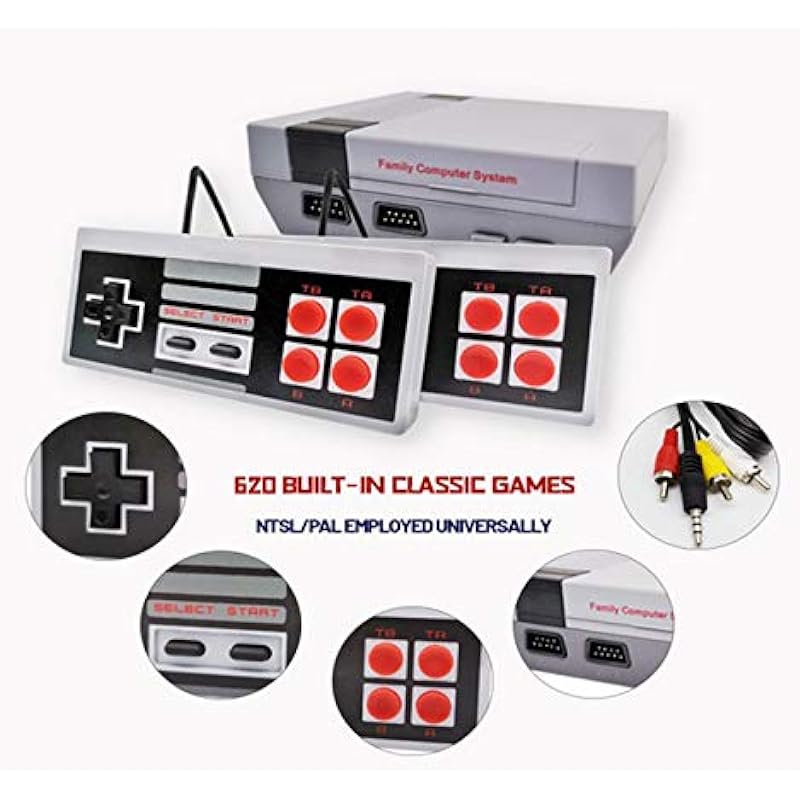 HUADEYI 620 Game Console FC Classic Nostalgic Retro Eight-bit Game Console Mini Double Game Console Boy and Girl Game Console… (Gray)