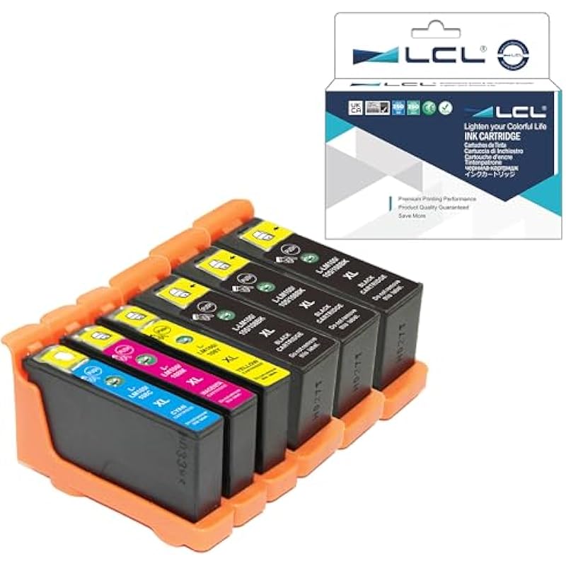 LCL Compatible for Lexmark 100XL 105XL 108XL 14N1068 14N1069 14N1070 14N1071 High Yield (6-Pack 3Black Cyan Magenta Yellow) Ink Cartridge for LEXMARK Impact S300 S301 S302 S305 S308 S402 S405 S408