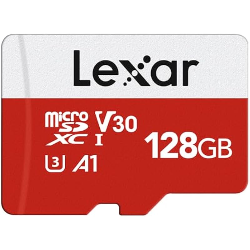 Lexar 128GB Micro SD Card, microSDXC UHS-I Flash Memory Card with Adapter – Up to 100MB/s, A1, U3, Class10, V30, High Speed TF Card