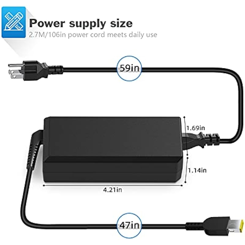 65W 20V 3.25A AC Adapter Charger Fit for Lenovo ThinkPad X1 Carbon T460 T460s T430 T470 T470s Yoga X240 X260 X270 X380 E440 E550 E450 E460 E470 E560 E570 G500 G500s G505 G505s Laptop Power Supply Cord