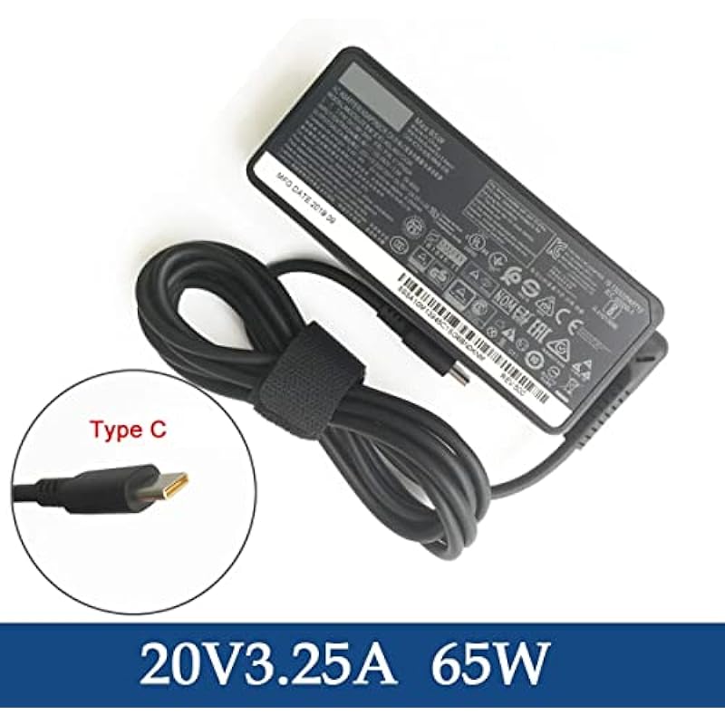 65W USB Type-C Laptop Charger Fit for Lenovo Yoga C740/730/730S/S730/720/C630, Yoga C940/920/C930 IdeaPad-Yoga Power Supply AC Adapter Cord