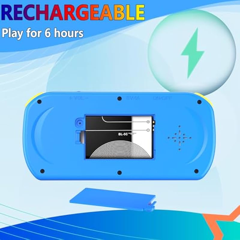 TEBIYOU Handheld Game Console for Kids Preloaded 218 Retro Video Games, Portable Gaming Player with Rechargeable Battery 3.0″ LCD Screen, Mini Arcade Electronic Toy Gifts for Boys Girls, Blue