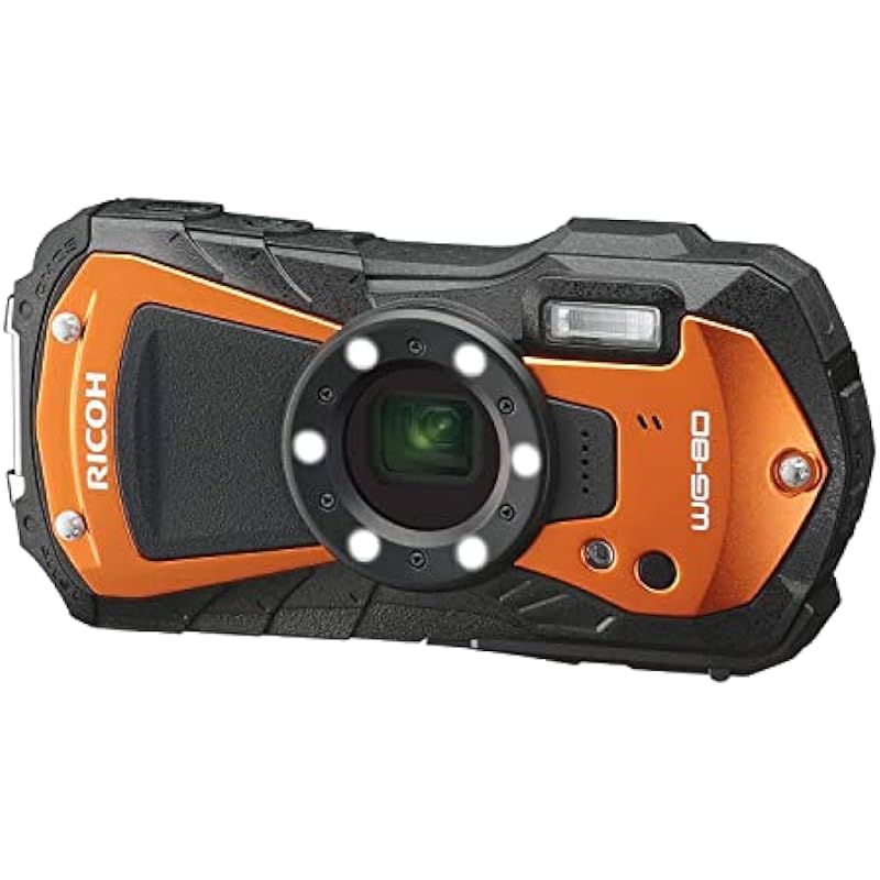 Ricoh WG-80 Orange Waterproof Digital Camera Shockproof freezeproof crushproof