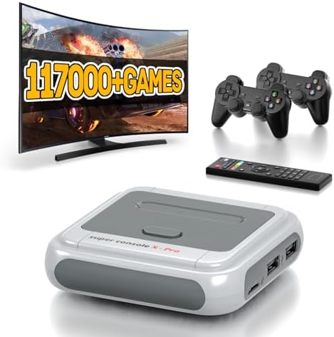 Classic Retro Game Console – Super Console X PRO Emuelec/Android System,Emulator console Preinstalled 117,000+ Video Games,65+ Emulators.Support 2.4G+5G,Plug & Play Video game console