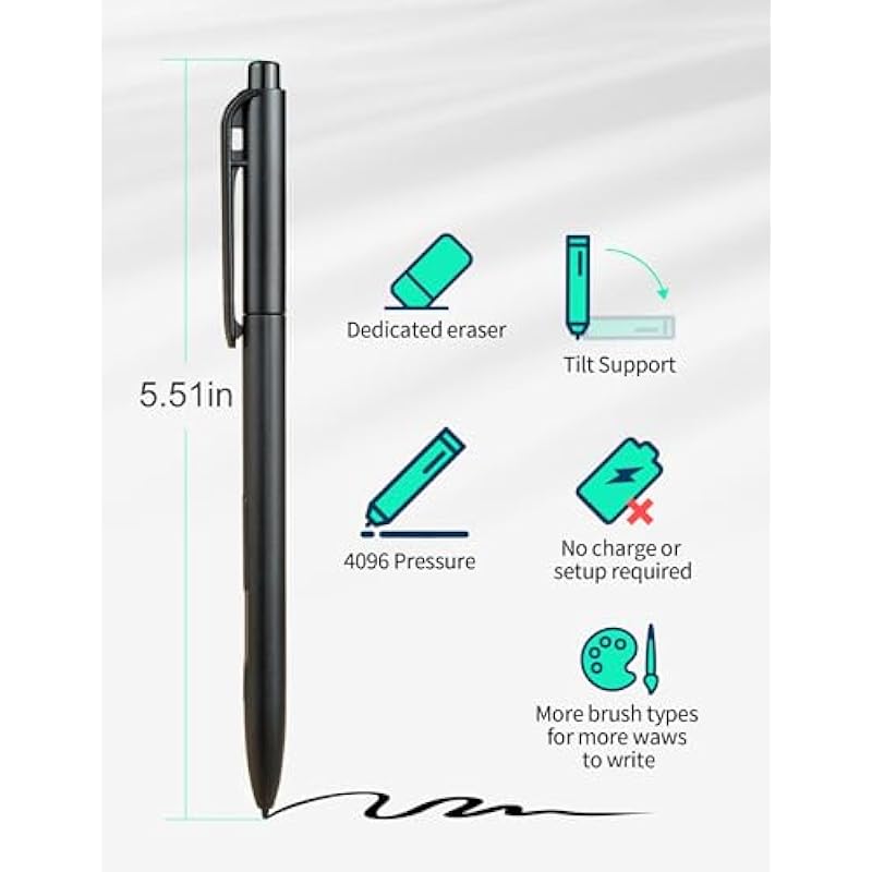 EMR Stylus Compatible with Remarkable 2 Pen with Eraser, Libreath Replacement Pen for Remarkable 2 Tablet/Remarkable/Wacom/SuperNote Device, Palm Rejection 4096 Pressure Levels (Includes 2 Pen Tips)