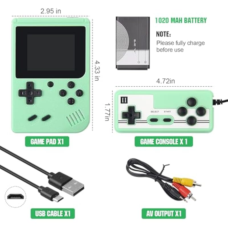 Retro Handheld Game, Portable Retro Video Game Console with 500 Classical Games, 3.0-Inches Color Screen, 1020mAh Rechargeable Battery Support for Connecting TV and Two Players