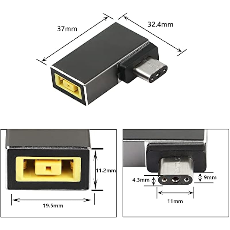 SinLoon DC Slim Square Tip Female to 3 Pin Plug Power Adapter Connector Converter Laptop Charging Cable for Blade Pro 15 17 RC30-024801 Female to 3Pin Adapter Plug Converte Notebook Charger