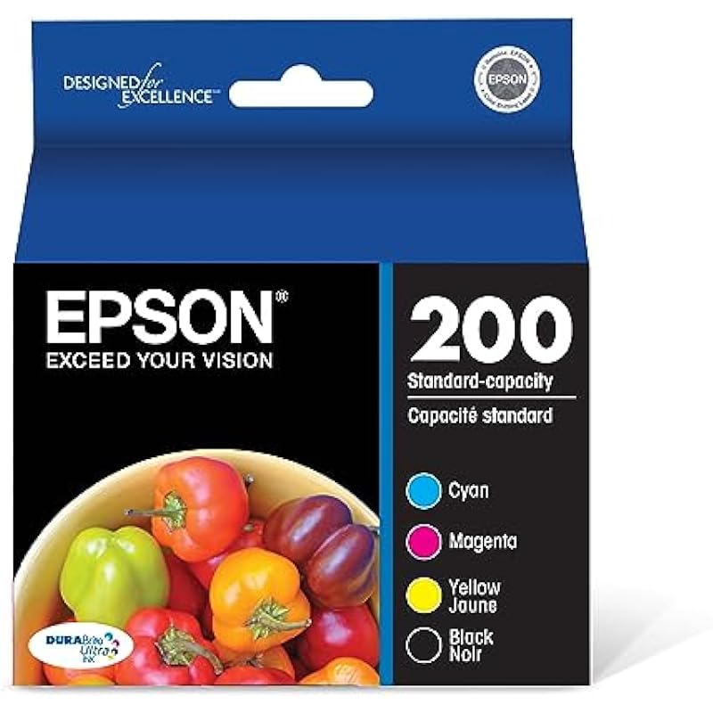 Epson 200 DURABrite Ultra Standard Capacity, Black and Colour Ink Cartridges, C/M/Y/K 4-Pack (T200120-BCS)
