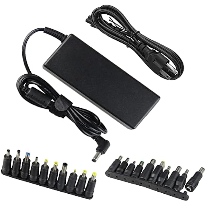 90W Universal Portable Laptop Charger Ac Power Adapter 18-20V with Multi Tips for HP Lenovo Dell Asus Acer Samsung Toshiba Sony Notebook (Automatic Voltage, 20 Tips)