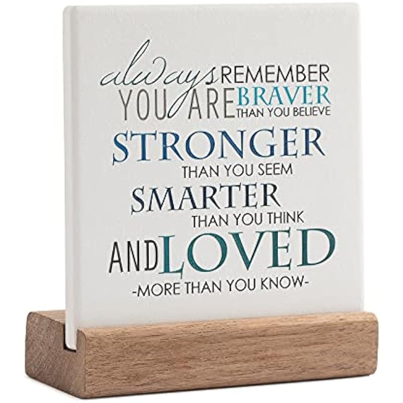 Lukiejac Inspirational Quotes Desk Decor Gifts For Women Best Friend Encouragement Cheer Up Gifts Office Inspiration Positive Plaque With Wooden Stand For Cowoker Motivational Sign For Birthday (Blue)