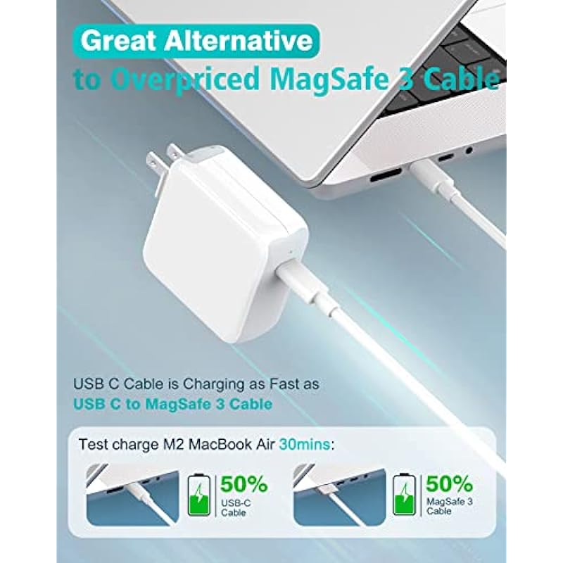 IFEART 67W USB C Charger for MacBook Pro 13 14 15 16 inch, MacBook Air 13 inch, Laptop USB C Power Adapter for Lenovo, HP, 6.6ft USB C to C Cable, Foldable Plug, PPS