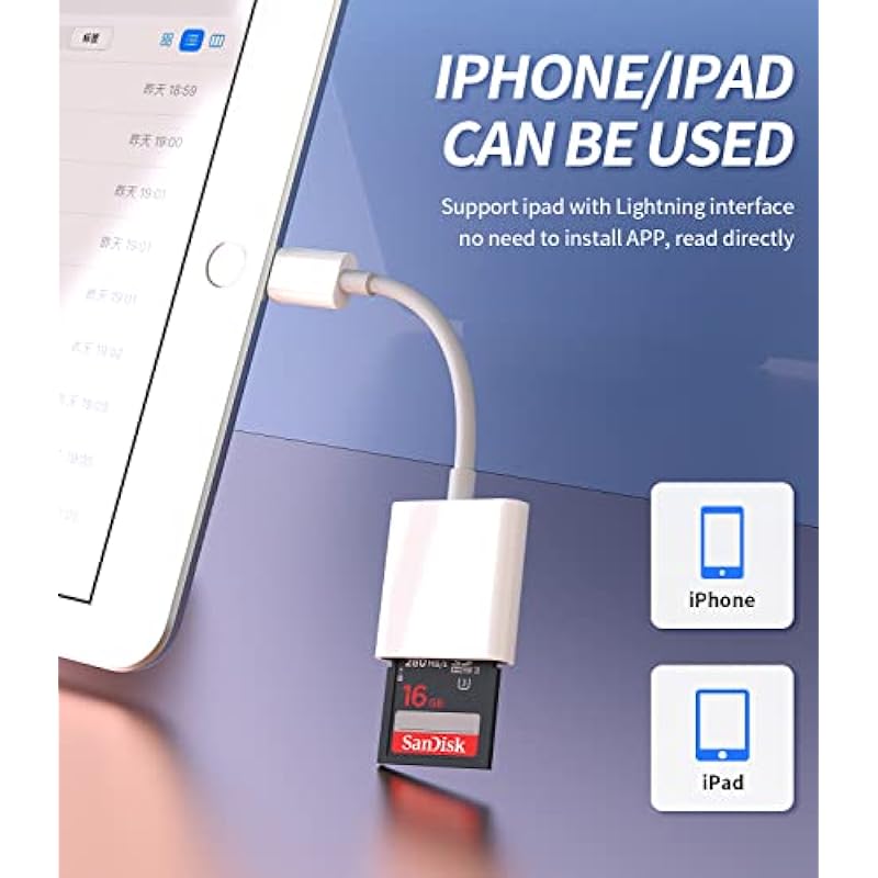 SD Card Reader for iPhone Camera Memory Lightning Adapter Accessories Apple MFI Certified Photo Photography Viewer Adaptador for 13 12 11 Pro Max X Xs Xr 8 7 Plus Se 2 Ipad Air Mini 2020 2019 2021