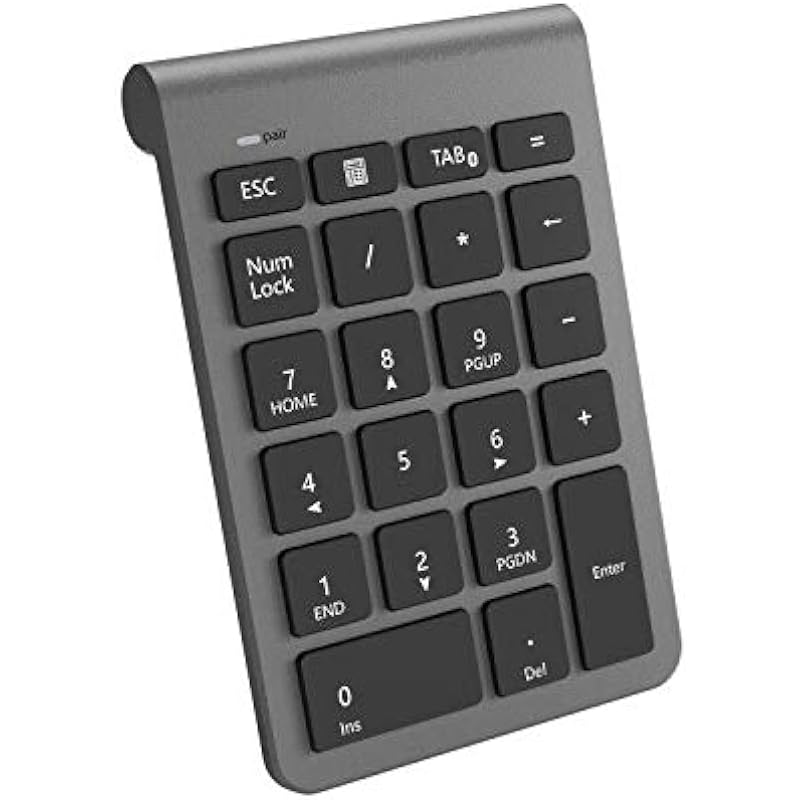Cateck Bluetooth Numeric Keypad, Portable Wireless Bluetooth 22 Keys Number Pad Keyboard with Multiple Shortcuts for Computer/Notebook/Laptop/Desktop/Tablet, Cool Gray