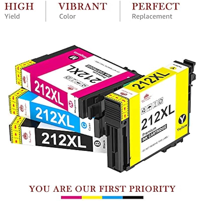 Toner Kingdom Remanufactured Ink Cartridges Replacement for 212XL 212 XL T212 to Used with Workforce WF-2830 WF-2850 Expression Home XP-4100 XP-4105 Printer Ink (4 Pack)