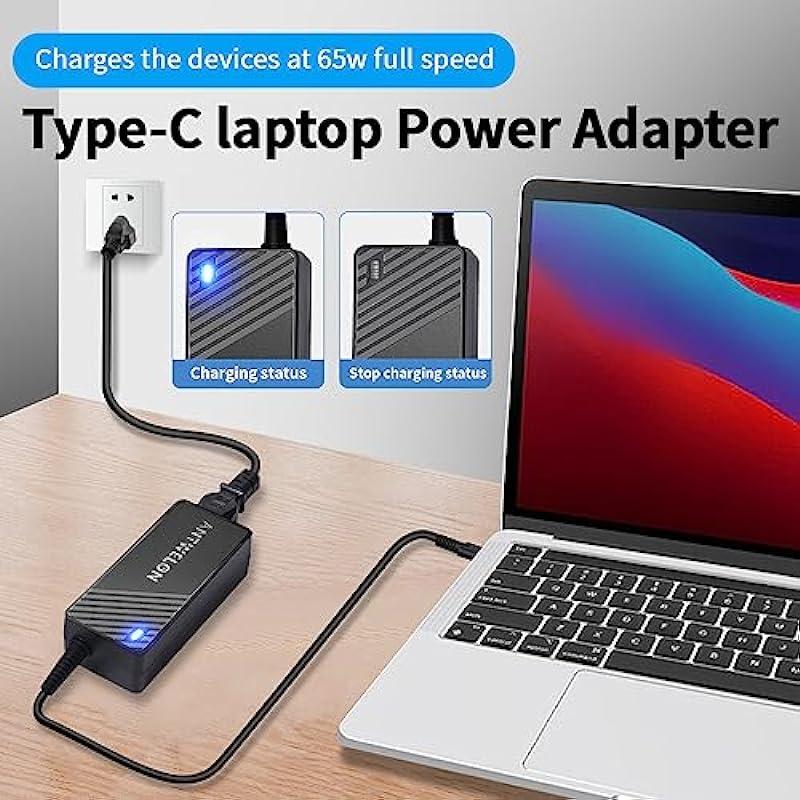 ANTWELON 65W 45W USB C Laptop Charger Universal Type C for Lenovo Thinkpad Yoga Chromebook,HP Acer Asus Samsung MacBook pro Dell Chromebook Latitude xps 13 Series 20V 3.25A Laptop AC Adapter