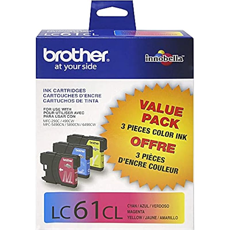 Brother LC613PKS Color Ink Cartridge – 3 piece color Pack – Retail Packaging-CyanMagentaYellow