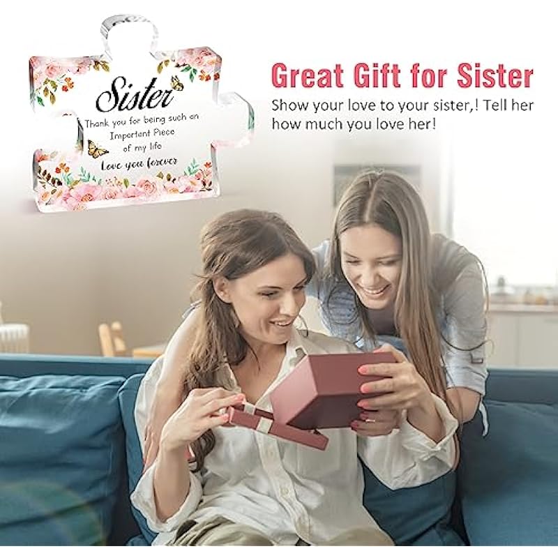 Gift for Sister – Acrylic Puzzle Plaque, Sister Gifts from Sister, Sister Gifts, Sister Birthday Gift Ideas, Christmas/Birthday Gifts for Sister, 3.9 x 3.3 inch.