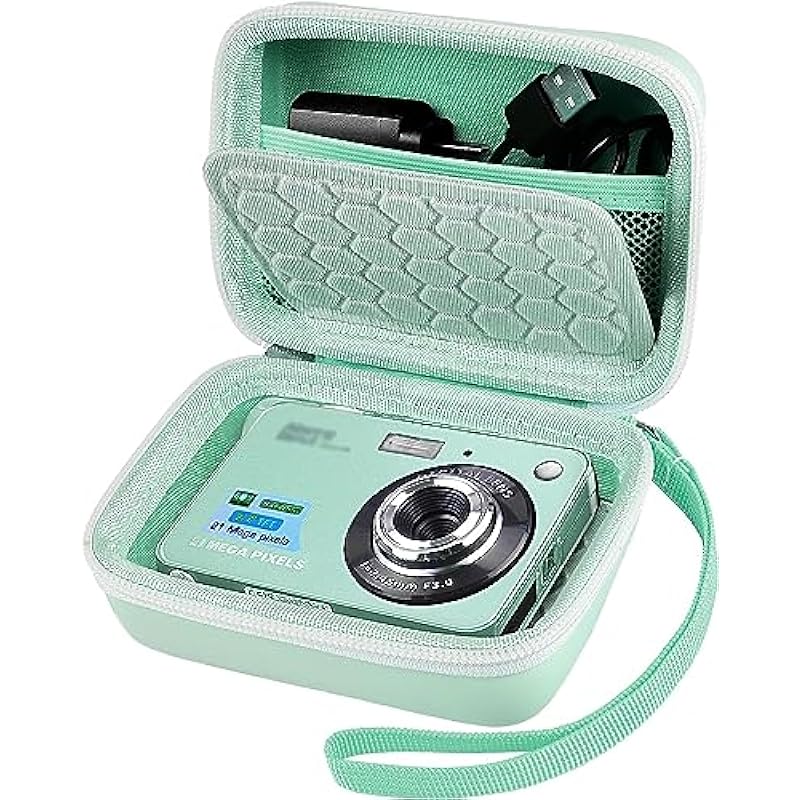 Carrying & Protective Case for Digital Camera, AbergBest 21 Mega Pixels 2.7″ LCD Rechargeable HD/Kodak Pixpro/Canon PowerShot ELPH 180/190 / Sony DSCW800 / DSCW830 Cameras for Travel – Light Green