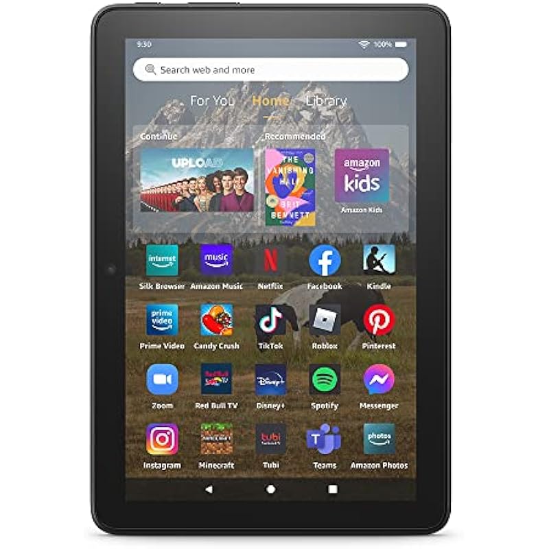 Amazon Fire HD 8 tablet, 8” HD Display, 32 GB, 30% faster processor, designed for portable entertainment, (2022 release), Black
