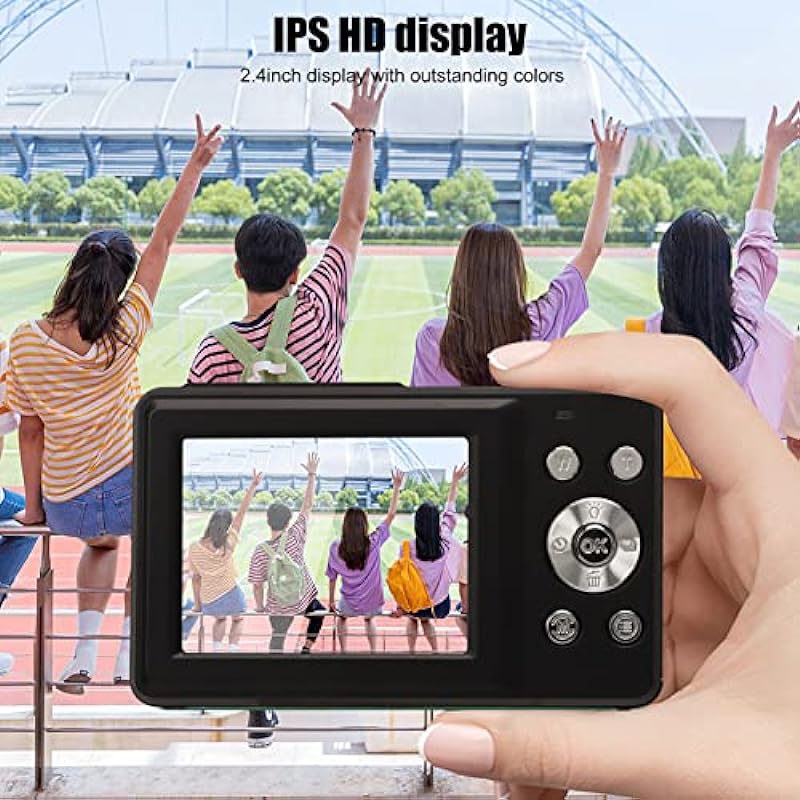 HD 1080P 44MP Compact Pocket Digital Camera, 16X Zoom, 2.4 Inch IPS Screen, Autofocus, Portable (Black)