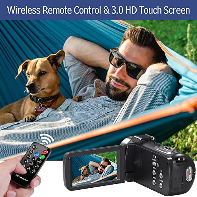 Camcorder Video Camera Ultra 4K 48MP 30FPS with IR Night Vision,18X Digital Zoom Camera Recorder 3.0″ LCD Touch Screen Vlogging Camera for YouTube with Remote Controller, 2 Batteries, 32GB SD Card