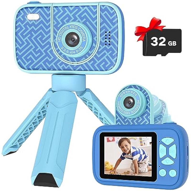 Teslahero Kids Camera Toys for 3-12 Years Old Boys Girls,Children’s Camera with Flip-up Lens for Selfie & Video,HD Digital Camera,Christmas Birthday Party Gifts for Child Age 3 4 5 6 7 8 9