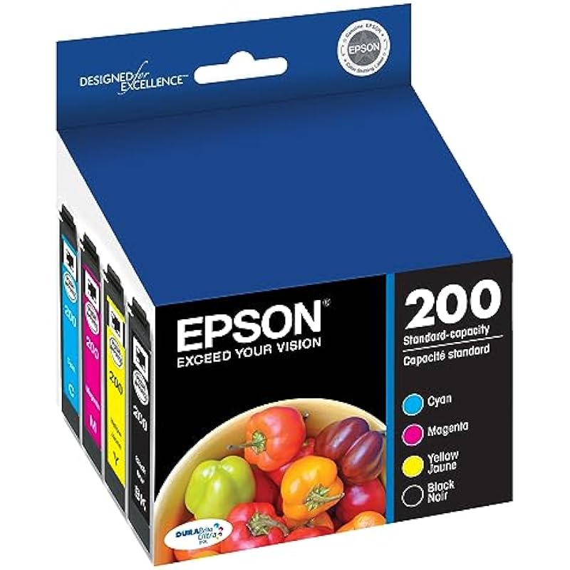 Epson 200 DURABrite Ultra Standard Capacity, Black and Colour Ink Cartridges, C/M/Y/K 4-Pack (T200120-BCS)
