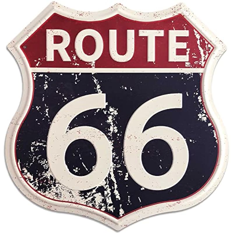 SUDAGEN Route 66 Signs Vintage Road Signs with Polygon Metal Tin Sign for Wall Decor Art 12″ x 12″ (Route 66)