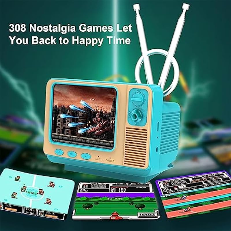 Retro Handheld Games Console with 308 Classic Games 3 Inch Screen Mini TV Video Games Player Support AV Output Electronic Games Xmas Gift for Boys Girls 4-12