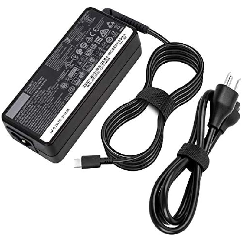 65W USB C AC Charger Fit for Lenovo ThinkPad P51S P52S TP25 T570 T580 T580P T590 ADLX65YDC3A ADLX65YCC3A ADLX65YLC3A Type C Laptop Power Supply Adapter Cord