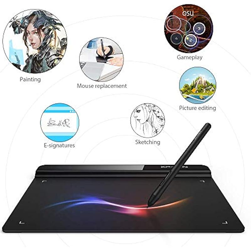 XP-Pen StarG640 6×4 Inch Ultrathin Tablet Drawing Tablet Digital Graphics Tablet Battery-Free Stylus for OSU Game and Teaching Online Classes -Rev B