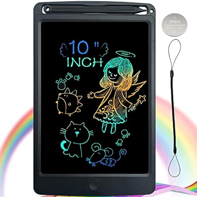 NOBES LCD Writing Tablet, 10-Inch Colorful Drawing Board, Magic Doodle Mat Sketch Pad Reusable Doodle Tablet, Gifts for Kids and Adults at Home, School and Office (Black)