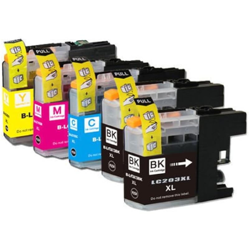 5 Pack – Compatible Ink Cartridges for Brother LC-203 LC-201 LC-203XL LC-203BK LC-203C LC-203M LC-203Y Inkjet Cartridge Compatible With Brother MFC-J4320DW MFC-J4420DW MFC-J4620DW MFC-J5520DW MFC-J5620DW MFC-J5720DW (2 Black, 1 Cyan, 1 Magenta, 1 Yellow) Ink & Toner 4 You ®