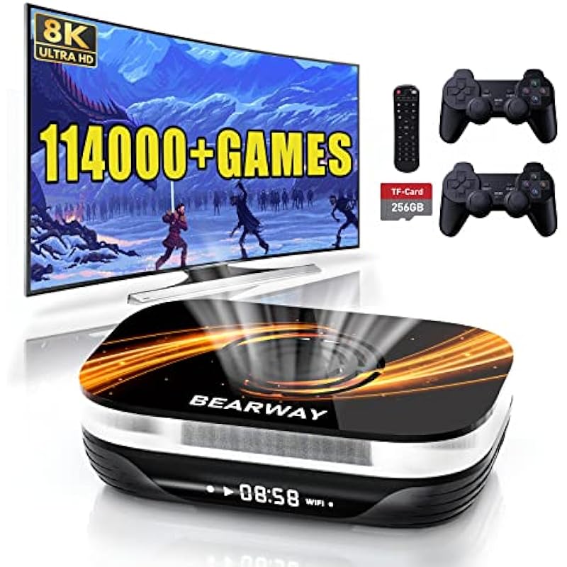 Super Console X3 Plus Retro Game Consoles 114,000+ Games, video game console EmuELEC 4.5/Android 9.0/CoreE 3 Systems,8K UHD Output, 2 Controllers(256G)