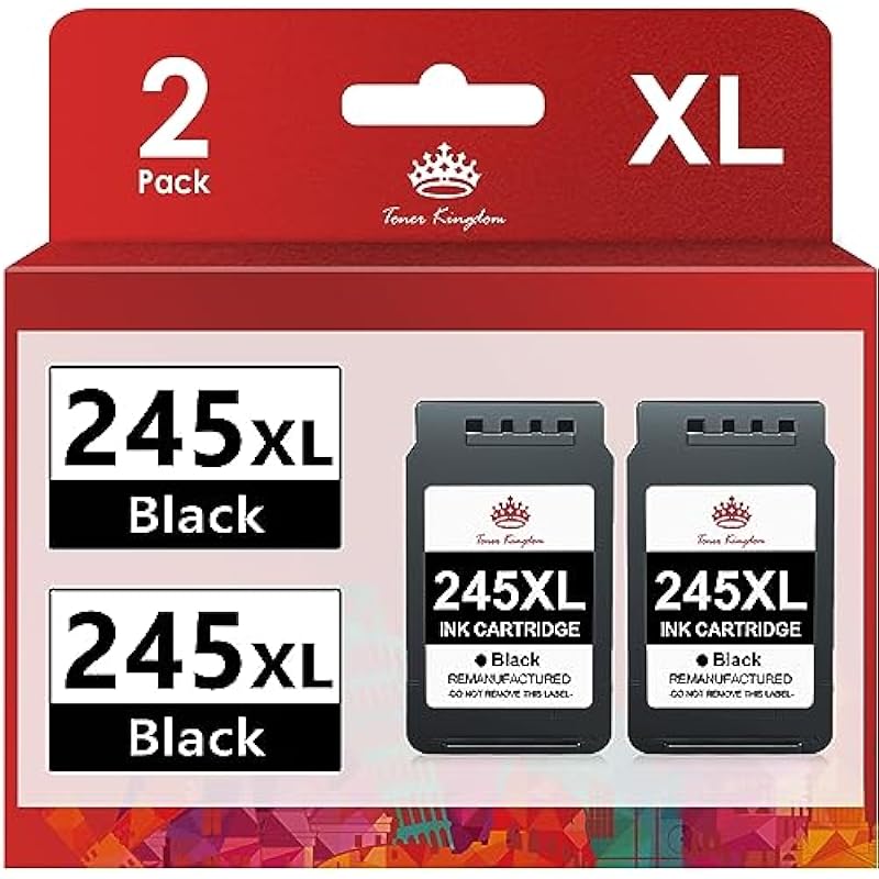Toner Kingdom Compatible PG-245XL 245XL Ink Cartridge Combo Pack Replacement for Canon 245 PG-245 PG-243 243XL for Pixma MX490 MX492 MG2522 MG2922 MG2920 MG2520 MG2420 TR4520 TS3122 Printer 2 Black