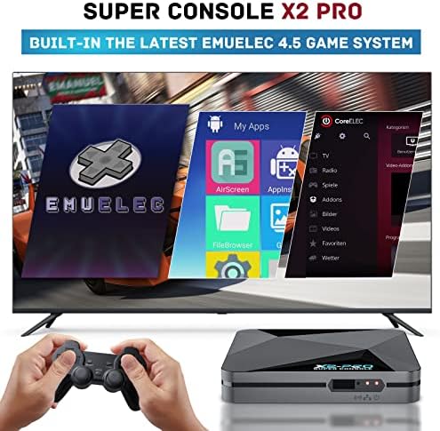 Kinhank Super Console X2 Pro Video Game Console Built-in 100000+ Games, Android 9.0/Emuelec 4.5/CoreE System, S905X2 Chip, 4K UHD Output,2.4G/5G, BT 5.0