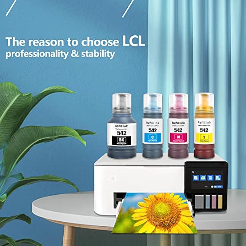 LCL Compatible for 542 T542 T542120-S T542520-S T542220-S T542320-S0 T542420-S (5-Pack, 2Black Pigment 127ML, CMY Dye 70ML) Ink Bottle for ET-5180 ET-5150 ET-5170 ET-5850 ET-5800 ET-5880 ET-16600