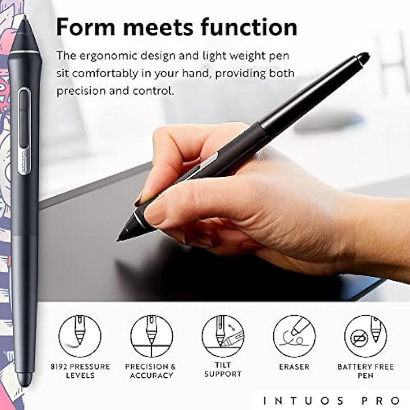 Wacom Intuos Pro Digital Graphic Drawing Tablet for Mac or PC, Medium, (PTH660) New Model, Black