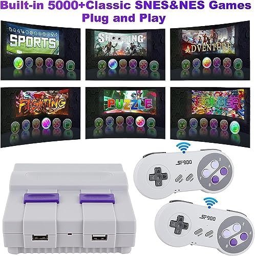 Classic Retro Game Console, HDMI Video Game System Handheld Console Plug and Play Built in 5000+ Classic Games, Support TF Card
