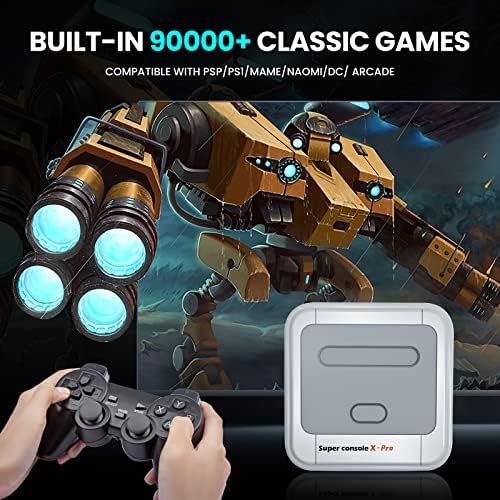 Super Console X Pro 64G, Retro Game Console Built-in 90000+ Classic Games, Game and Android System in 1, Video Game Console for 4K UHD Output, Emulator Console with 2 Wireless Controllers